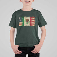 American Mexican Flag T Shirt For Kid Mexico Heritage Mexican Roots - Wonder Print Shop