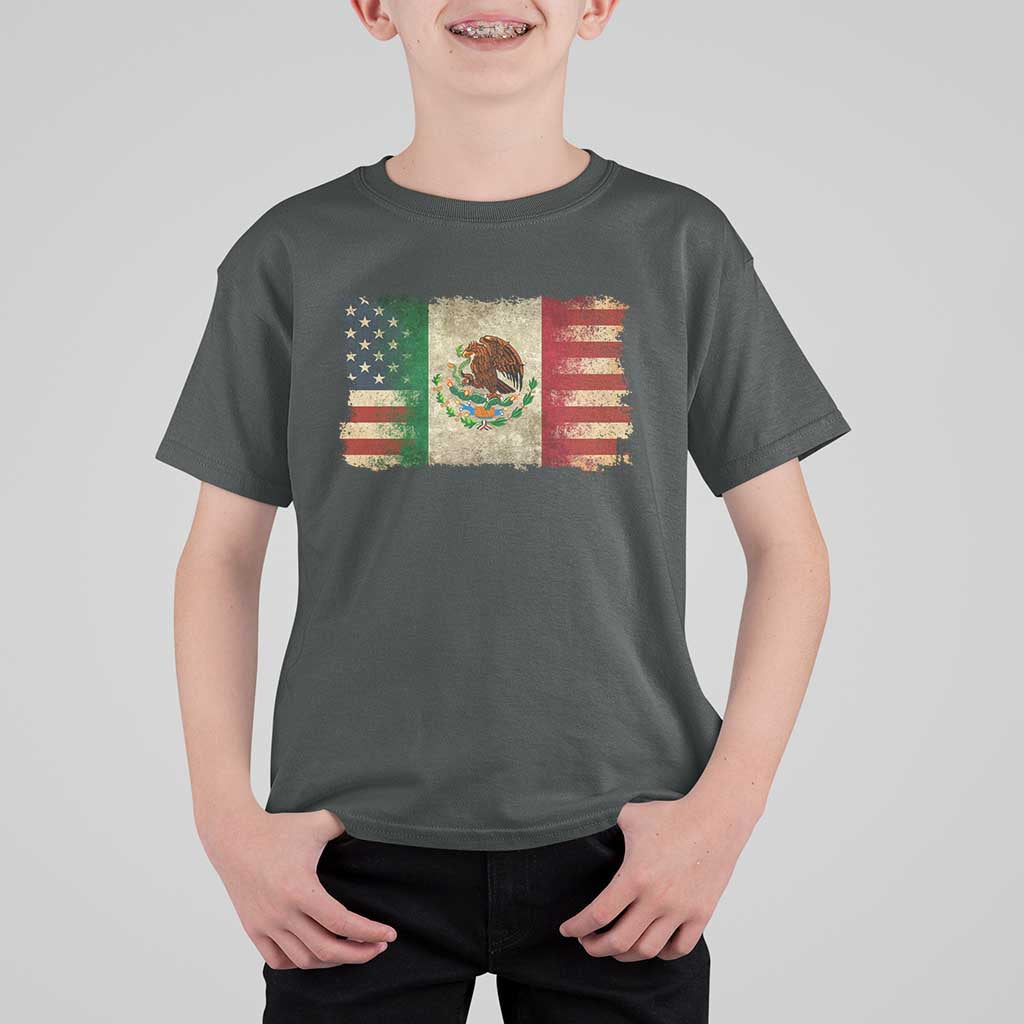 American Mexican Flag T Shirt For Kid Mexico Heritage Mexican Roots - Wonder Print Shop