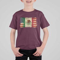 American Mexican Flag T Shirt For Kid Mexico Heritage Mexican Roots - Wonder Print Shop
