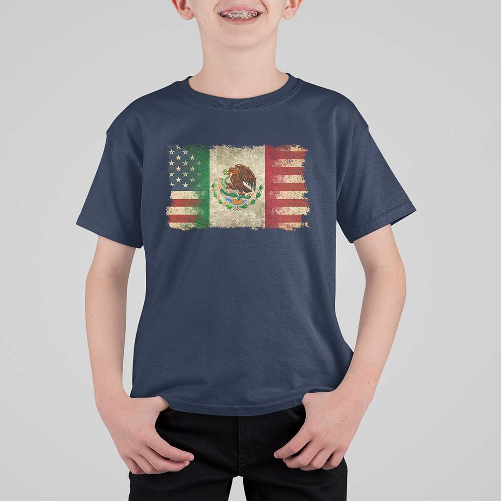 American Mexican Flag T Shirt For Kid Mexico Heritage Mexican Roots - Wonder Print Shop