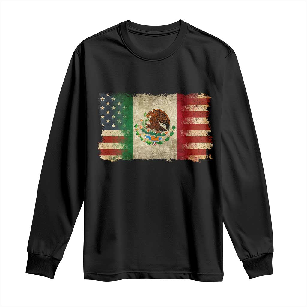 American Mexican Flag Long Sleeve Shirt Mexico Heritage Mexican Roots - Wonder Print Shop