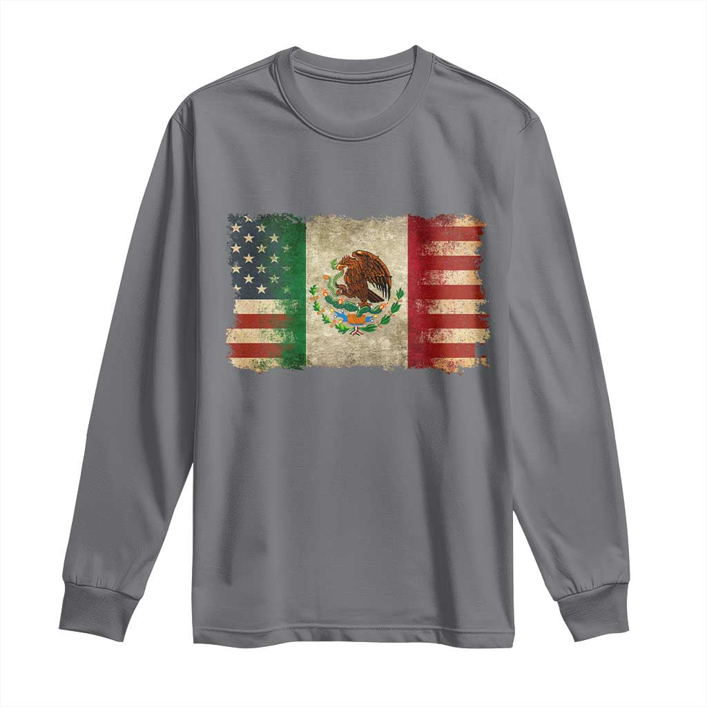 American Mexican Flag Long Sleeve Shirt Mexico Heritage Mexican Roots - Wonder Print Shop