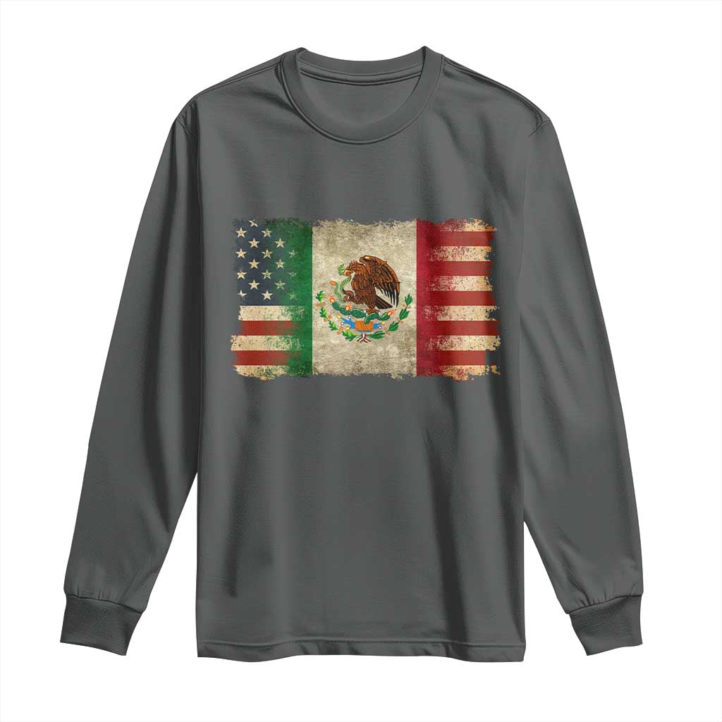 American Mexican Flag Long Sleeve Shirt Mexico Heritage Mexican Roots - Wonder Print Shop