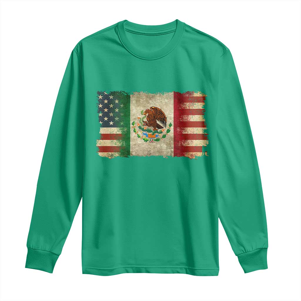 American Mexican Flag Long Sleeve Shirt Mexico Heritage Mexican Roots - Wonder Print Shop