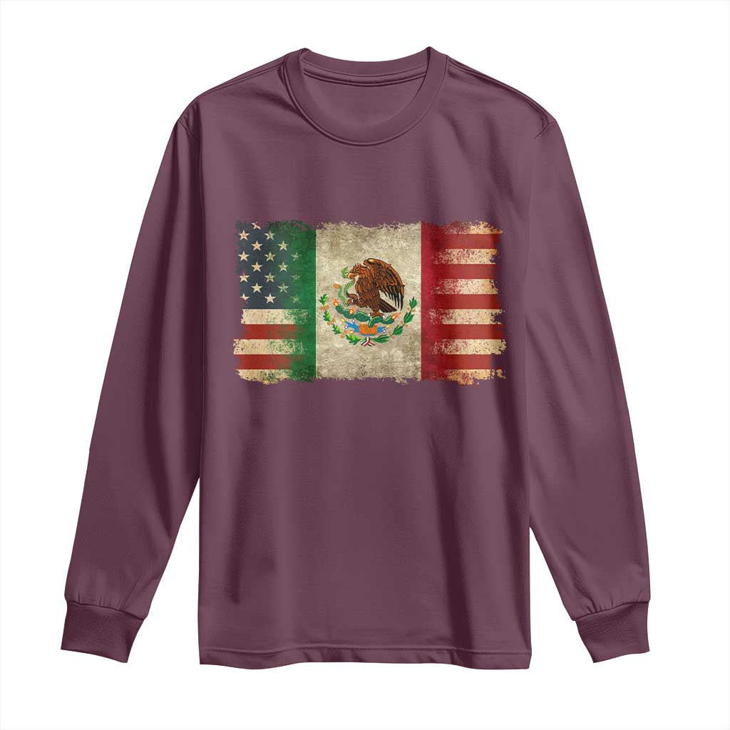 American Mexican Flag Long Sleeve Shirt Mexico Heritage Mexican Roots - Wonder Print Shop