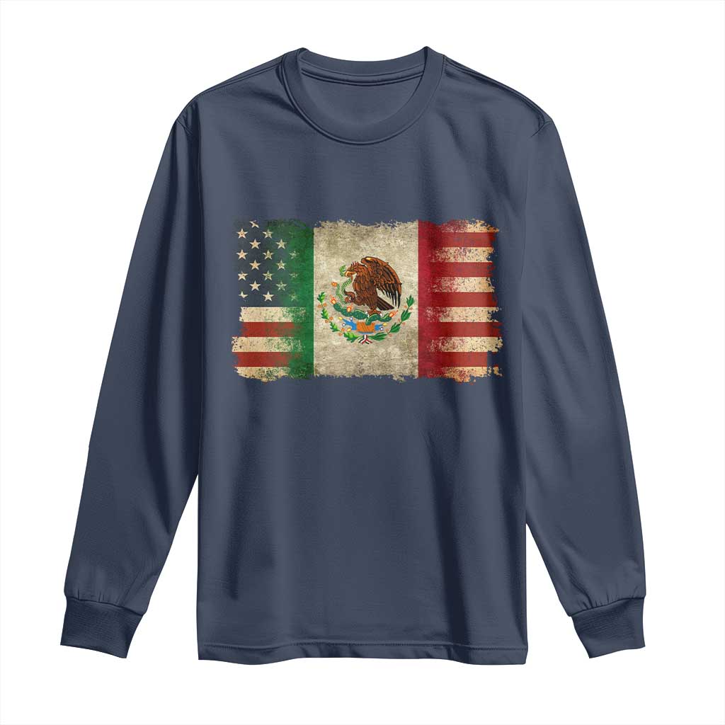 American Mexican Flag Long Sleeve Shirt Mexico Heritage Mexican Roots - Wonder Print Shop