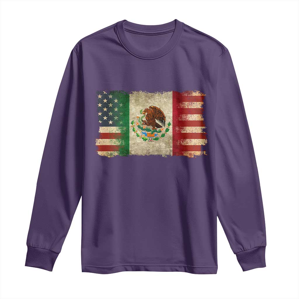 American Mexican Flag Long Sleeve Shirt Mexico Heritage Mexican Roots - Wonder Print Shop