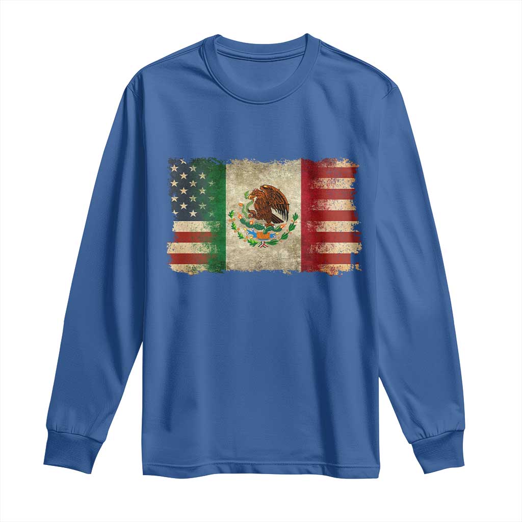 American Mexican Flag Long Sleeve Shirt Mexico Heritage Mexican Roots - Wonder Print Shop
