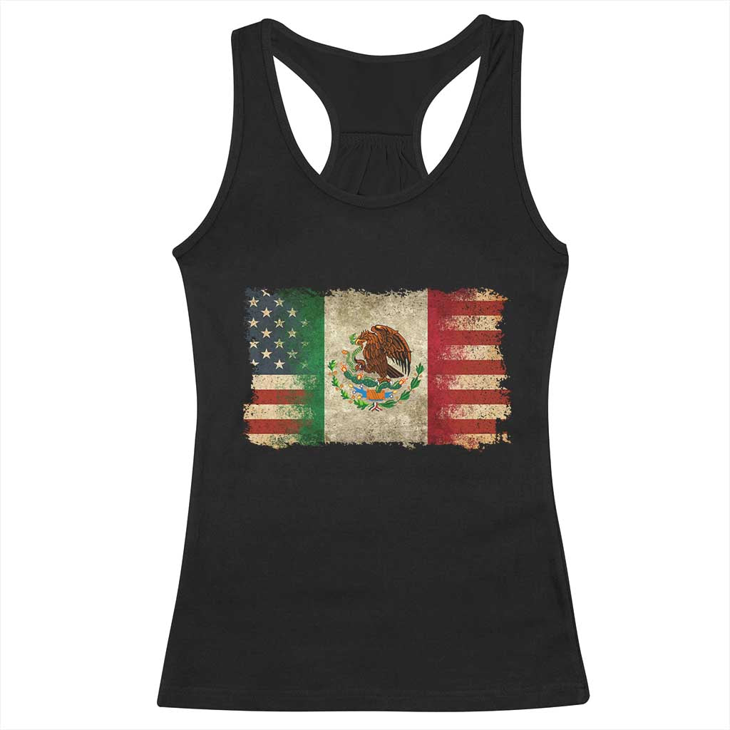 American Mexican Flag Racerback Tank Top Mexico Heritage Mexican Roots - Wonder Print Shop