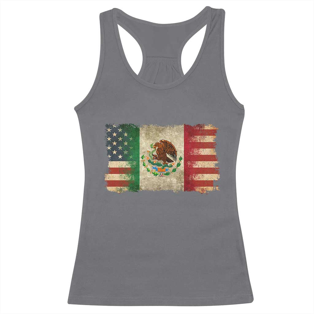 American Mexican Flag Racerback Tank Top Mexico Heritage Mexican Roots - Wonder Print Shop