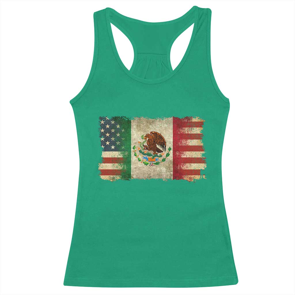 American Mexican Flag Racerback Tank Top Mexico Heritage Mexican Roots - Wonder Print Shop
