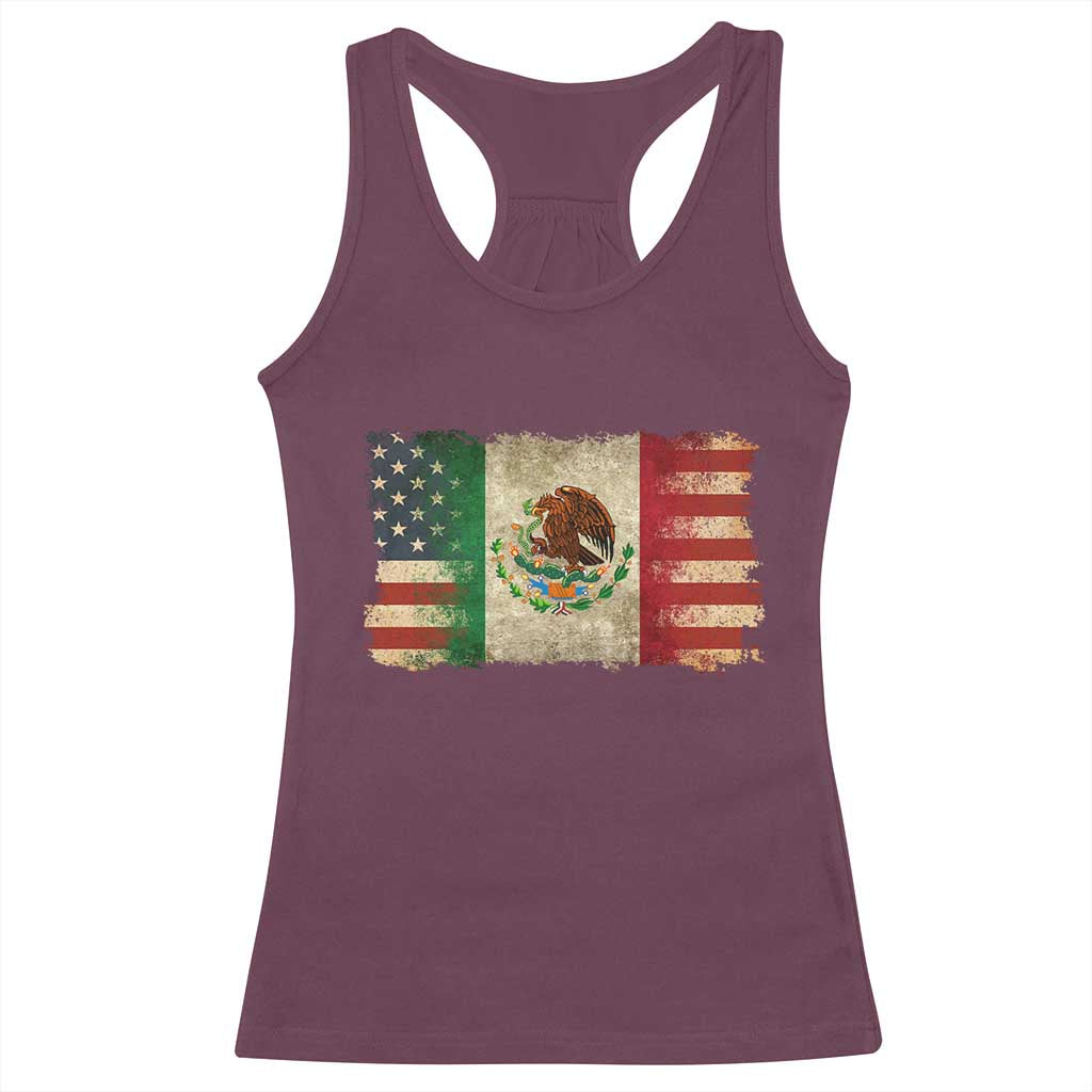 American Mexican Flag Racerback Tank Top Mexico Heritage Mexican Roots - Wonder Print Shop