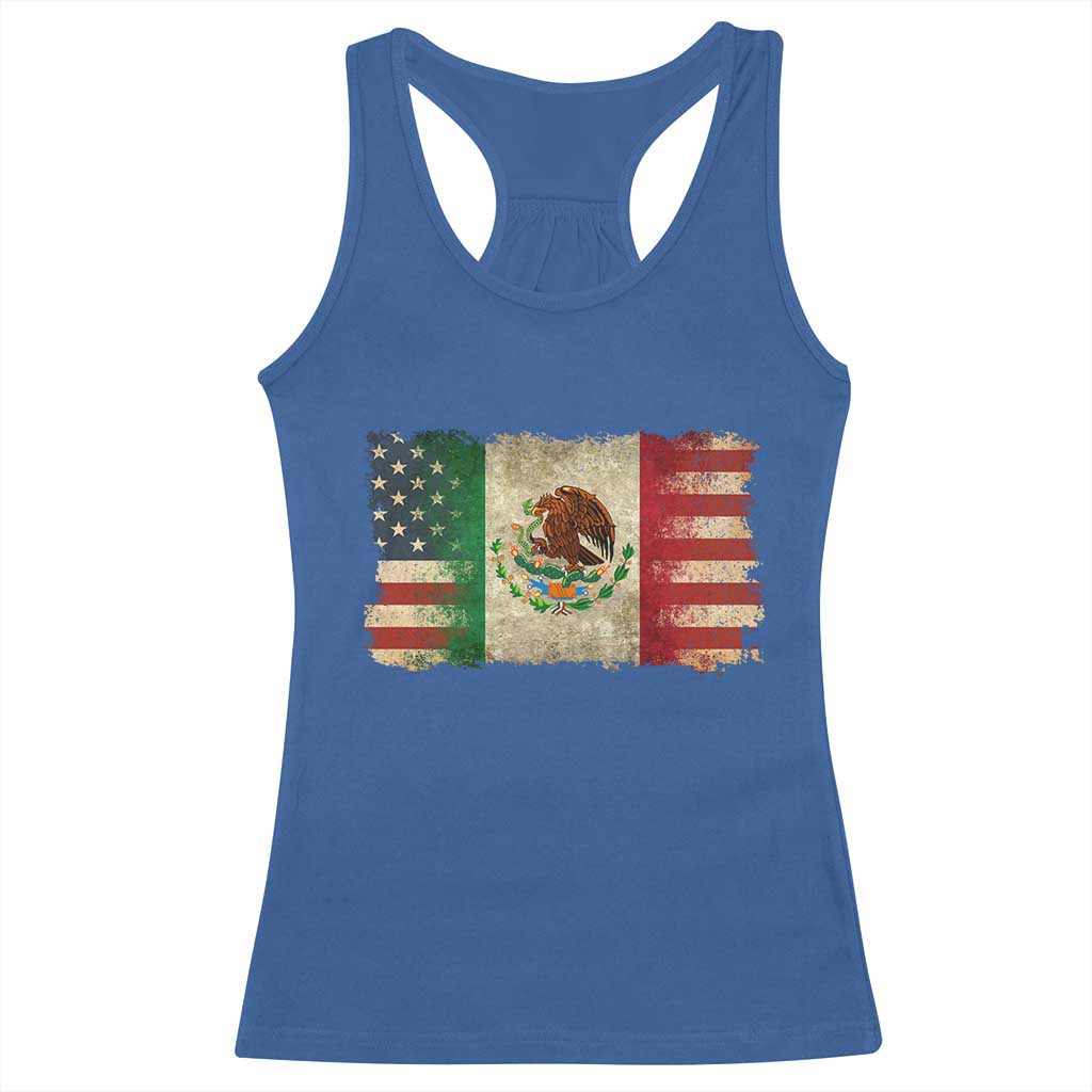 American Mexican Flag Racerback Tank Top Mexico Heritage Mexican Roots - Wonder Print Shop