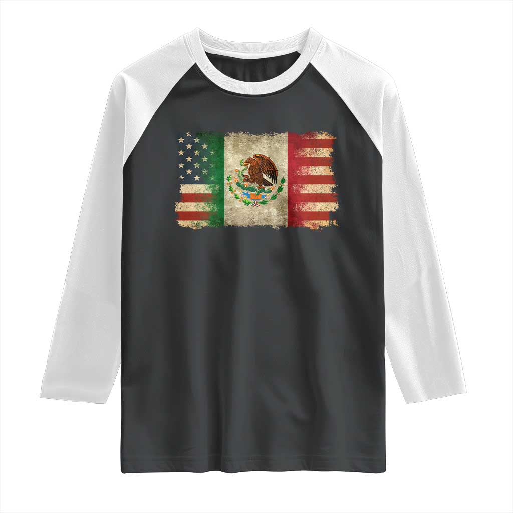 American Mexican Flag Raglan Shirt Mexico Heritage Mexican Roots - Wonder Print Shop