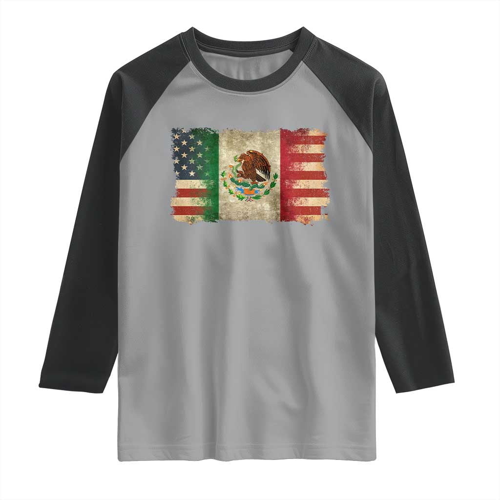 American Mexican Flag Raglan Shirt Mexico Heritage Mexican Roots - Wonder Print Shop