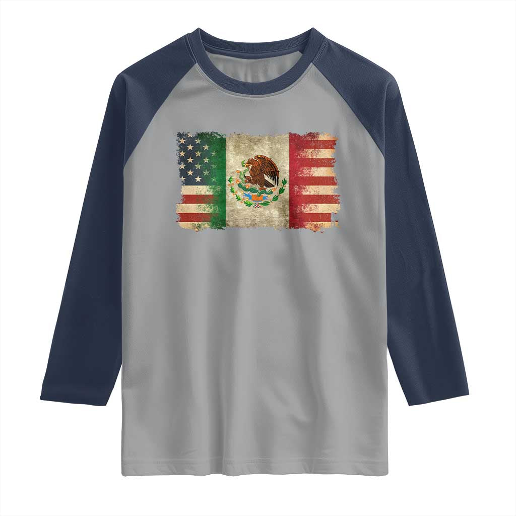American Mexican Flag Raglan Shirt Mexico Heritage Mexican Roots - Wonder Print Shop