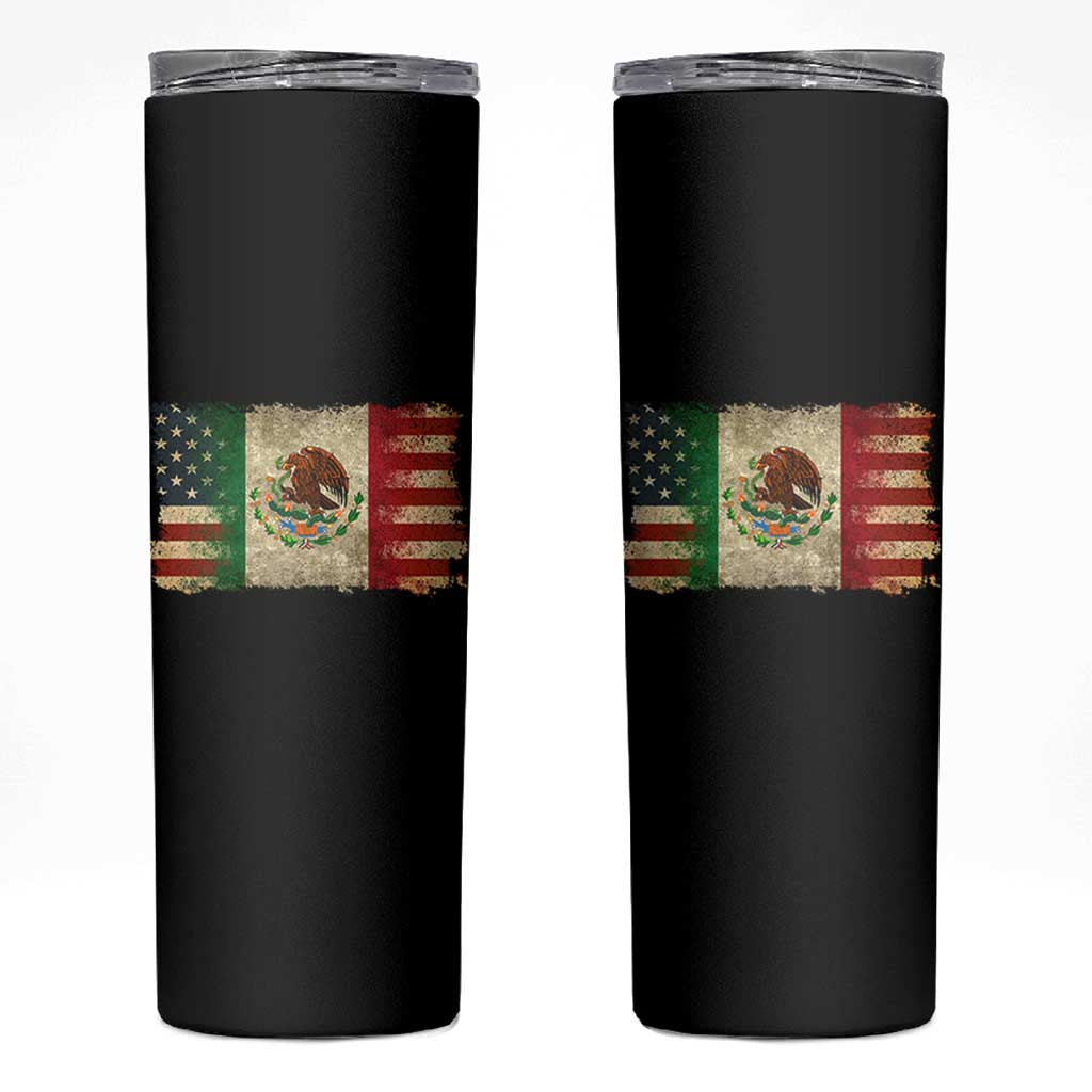 American Mexican Flag Skinny Tumbler Mexico Heritage Mexican Roots - Wonder Print Shop