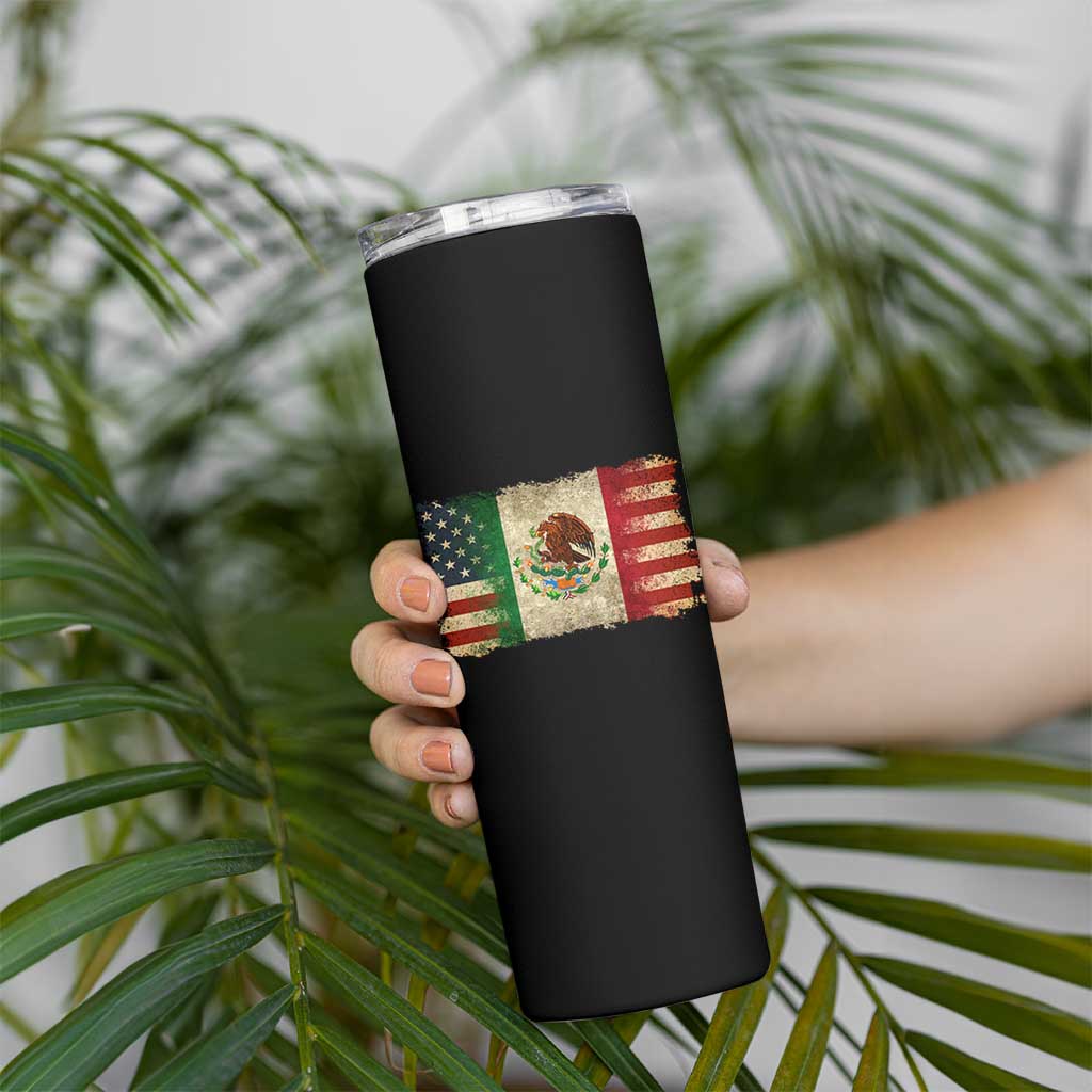 American Mexican Flag Skinny Tumbler Mexico Heritage Mexican Roots - Wonder Print Shop