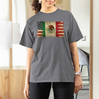 American Mexican Flag T Shirt For Women Mexico Heritage Mexican Roots - Wonder Print Shop