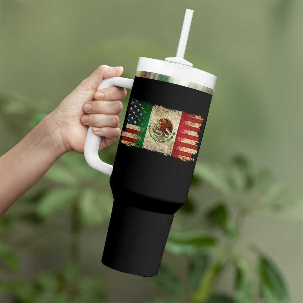 American Mexican Flag Tumbler With Handle Mexico Heritage Mexican Roots - Wonder Print Shop