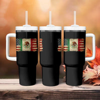 American Mexican Flag Tumbler With Handle Mexico Heritage Mexican Roots - Wonder Print Shop