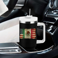 American Mexican Flag Tumbler With Handle Mexico Heritage Mexican Roots - Wonder Print Shop