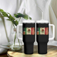 American Mexican Flag Tumbler With Handle Mexico Heritage Mexican Roots - Wonder Print Shop