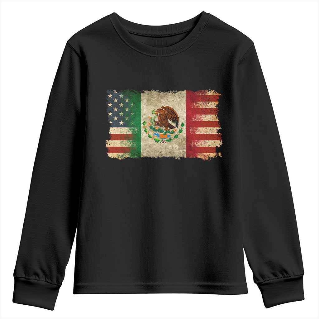 American Mexican Flag Youth Sweatshirt Mexico Heritage Mexican Roots - Wonder Print Shop