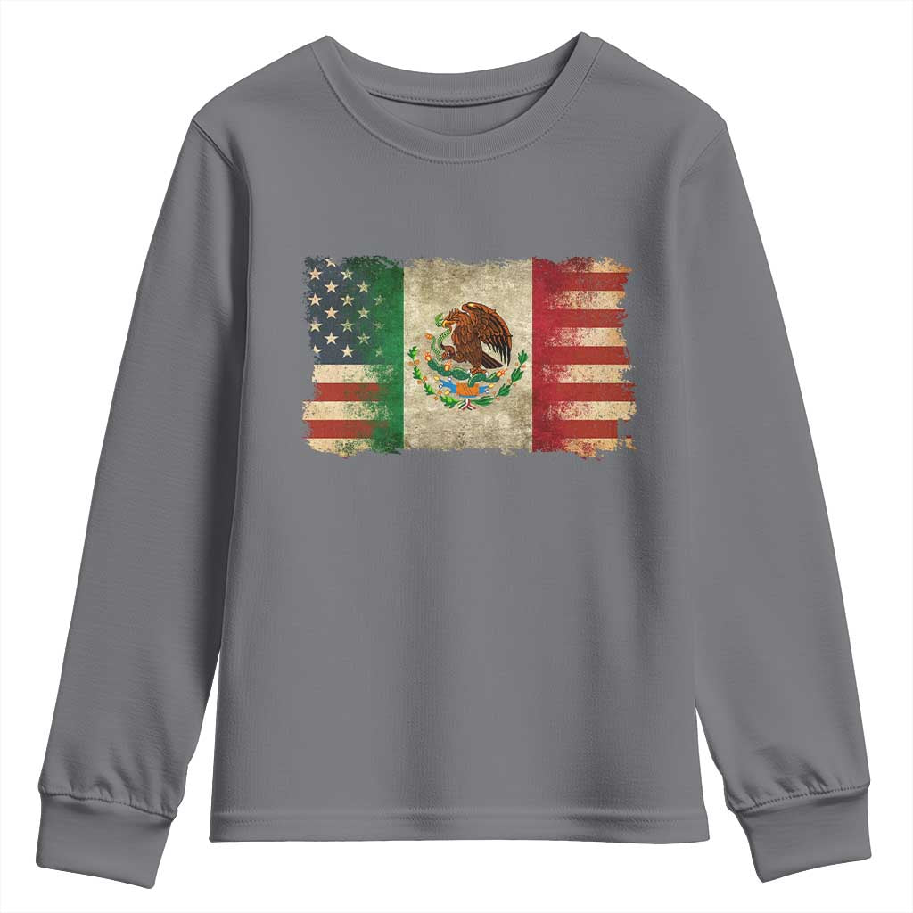 American Mexican Flag Youth Sweatshirt Mexico Heritage Mexican Roots - Wonder Print Shop