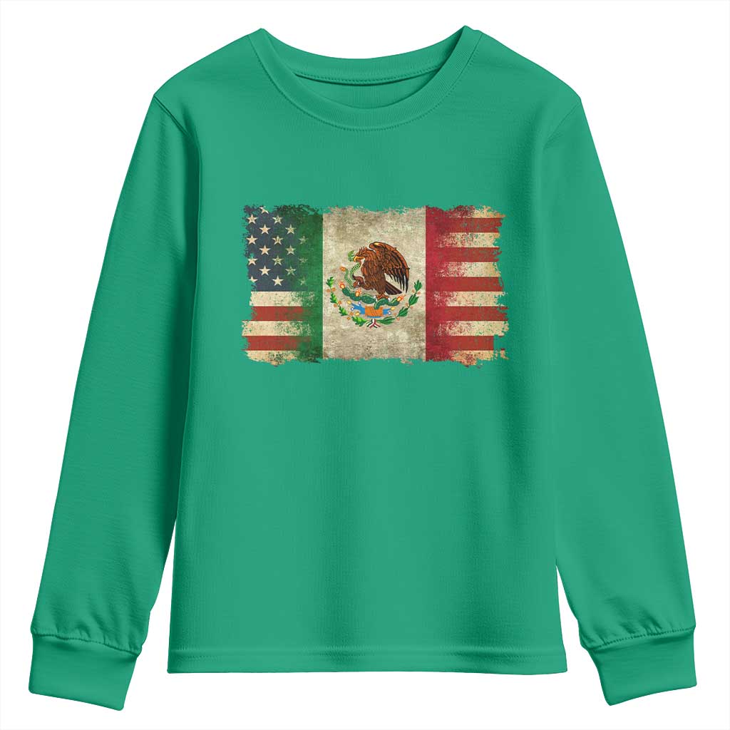 American Mexican Flag Youth Sweatshirt Mexico Heritage Mexican Roots - Wonder Print Shop