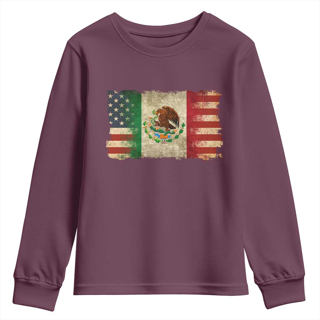 American Mexican Flag Youth Sweatshirt Mexico Heritage Mexican Roots - Wonder Print Shop