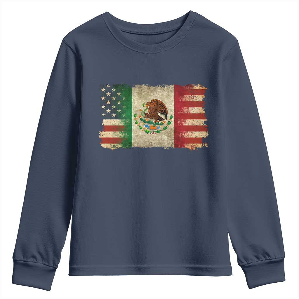 American Mexican Flag Youth Sweatshirt Mexico Heritage Mexican Roots - Wonder Print Shop
