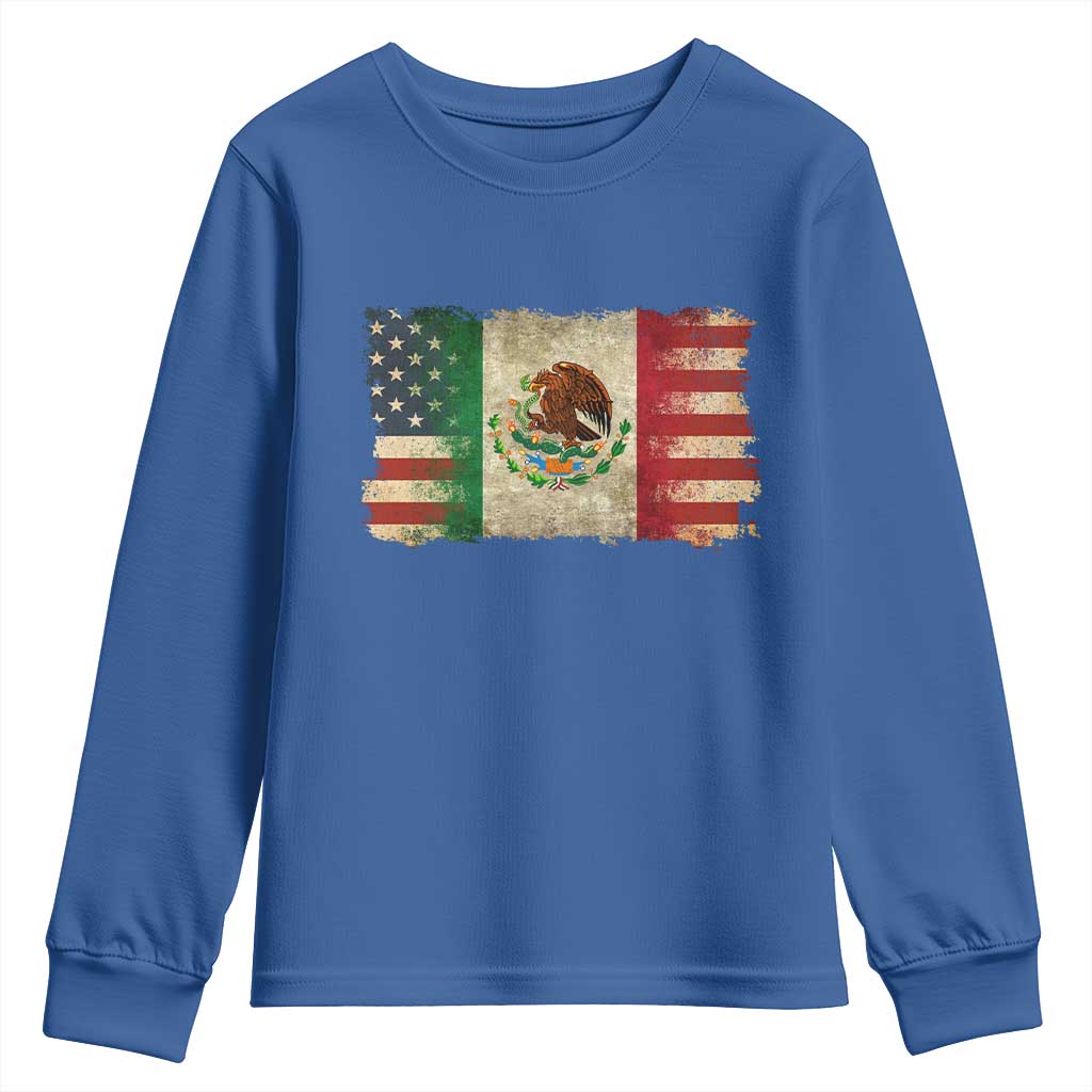 American Mexican Flag Youth Sweatshirt Mexico Heritage Mexican Roots - Wonder Print Shop