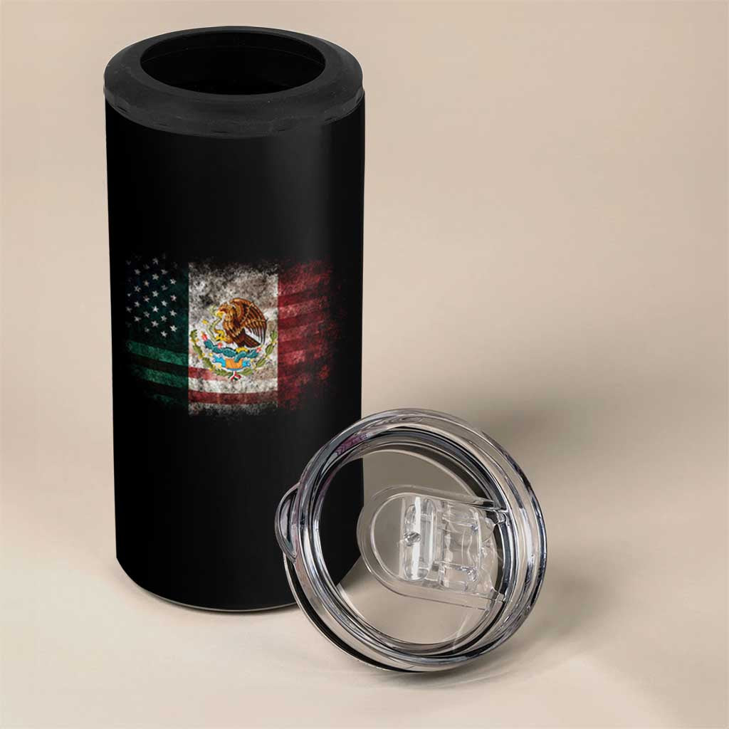 Vintage Mexican Flag 4 in 1 Can Cooler Tumbler Eagle Mexico Heritage Mexican Roots - Wonder Print Shop