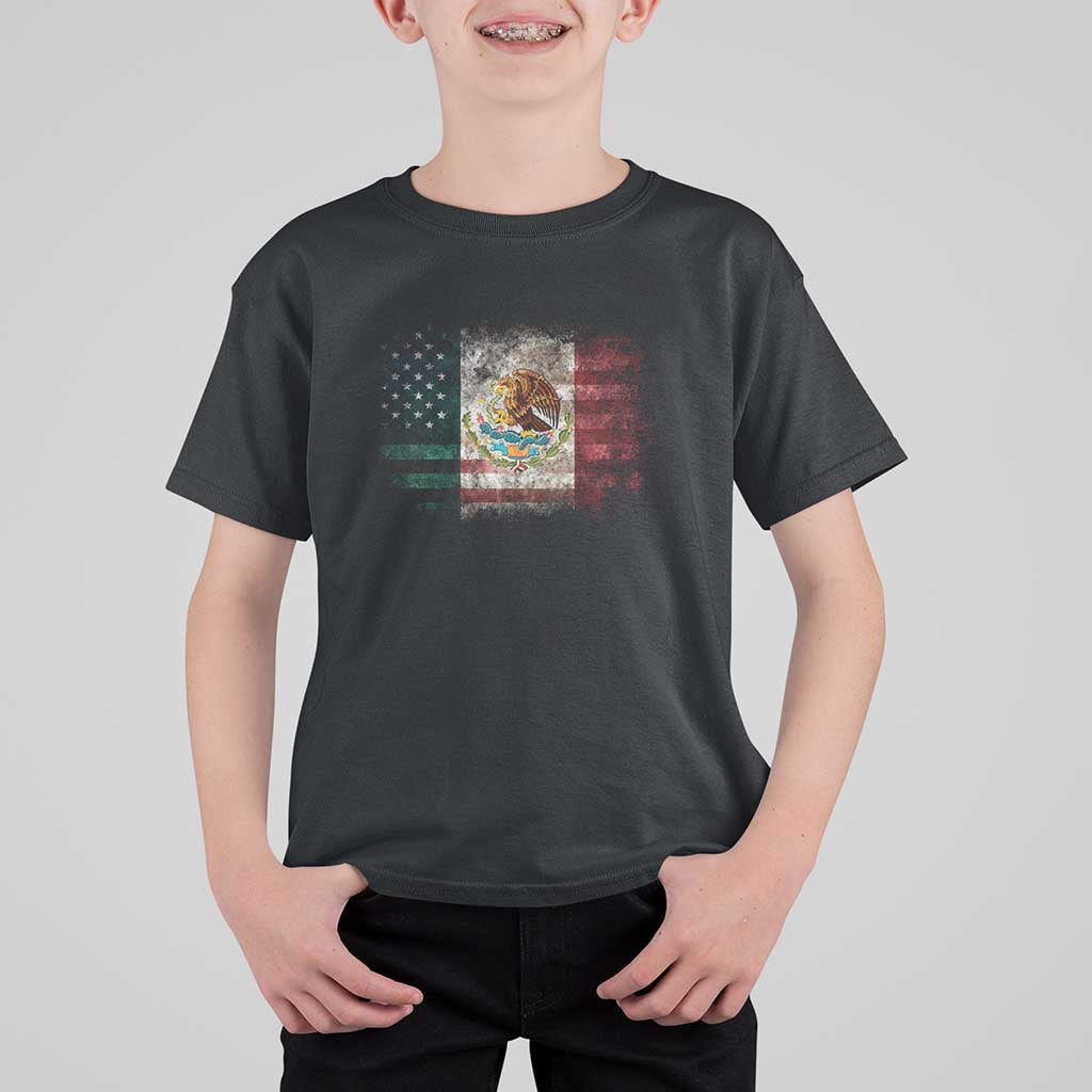 Vintage Mexican Flag T Shirt For Kid Eagle Mexico Heritage Mexican Roots - Wonder Print Shop