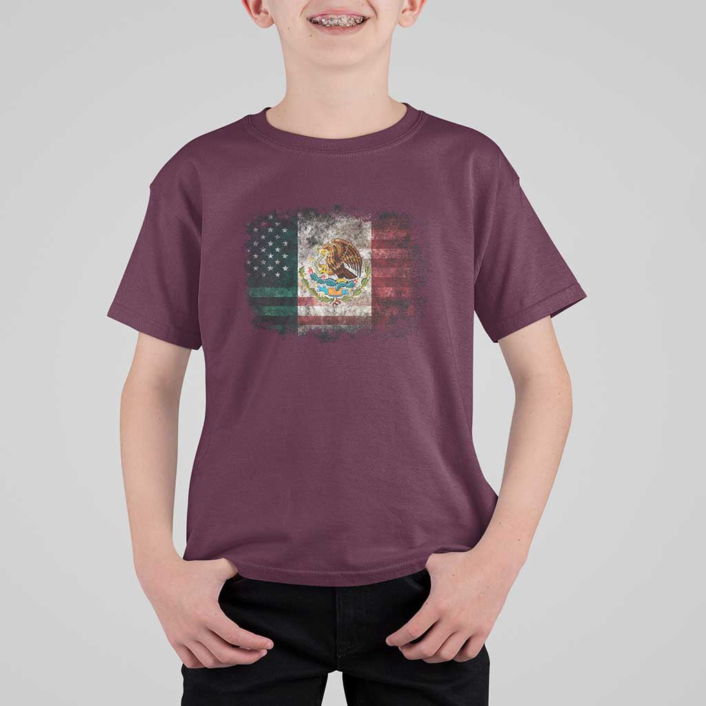 Vintage Mexican Flag T Shirt For Kid Eagle Mexico Heritage Mexican Roots - Wonder Print Shop