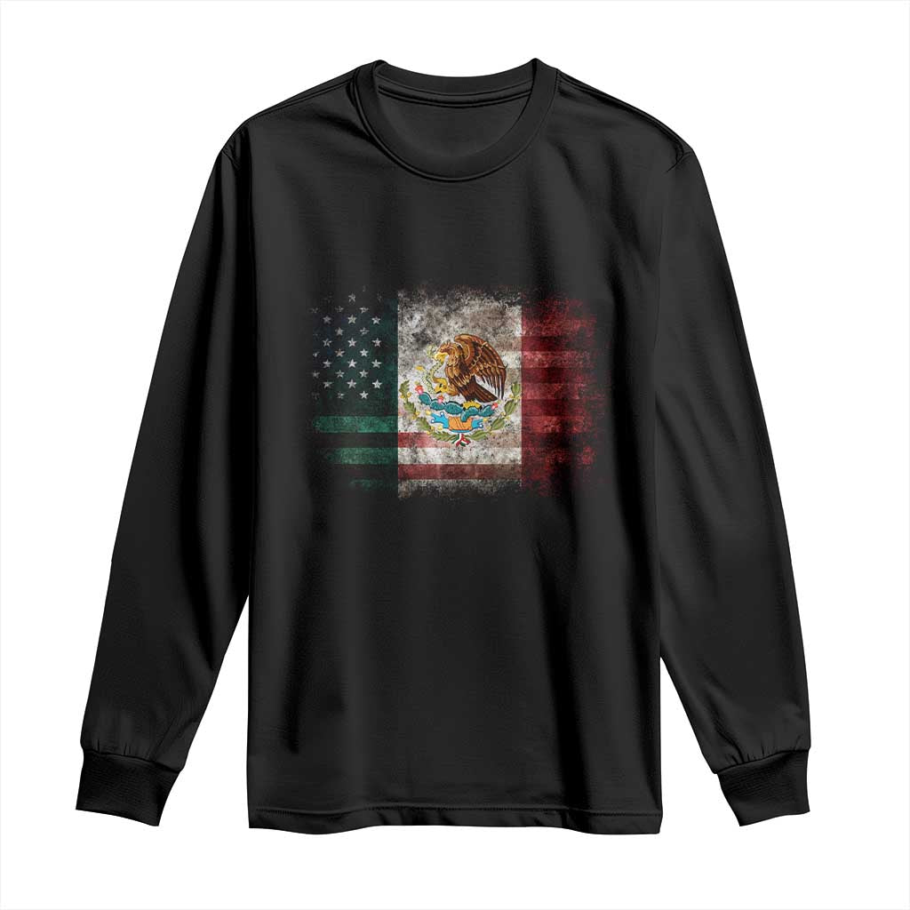 Vintage Mexican Flag Long Sleeve Shirt Eagle Mexico Heritage Mexican Roots - Wonder Print Shop