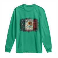 Vintage Mexican Flag Long Sleeve Shirt Eagle Mexico Heritage Mexican Roots - Wonder Print Shop