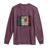 Vintage Mexican Flag Long Sleeve Shirt Eagle Mexico Heritage Mexican Roots - Wonder Print Shop