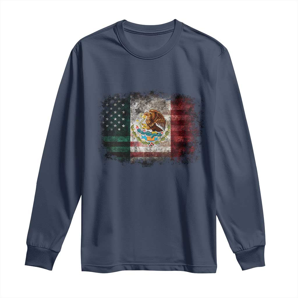 Vintage Mexican Flag Long Sleeve Shirt Eagle Mexico Heritage Mexican Roots - Wonder Print Shop