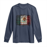 Vintage Mexican Flag Long Sleeve Shirt Eagle Mexico Heritage Mexican Roots - Wonder Print Shop