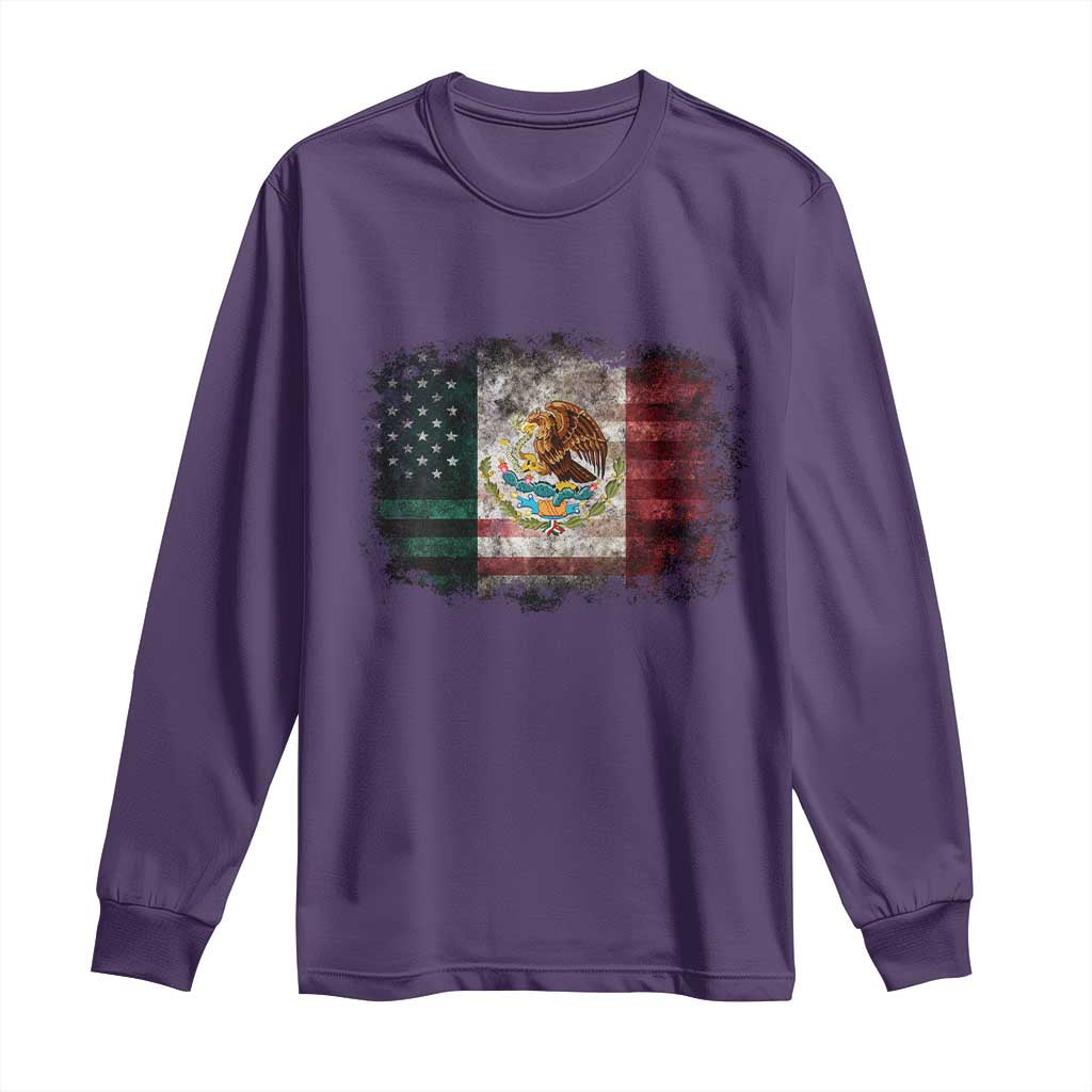 Vintage Mexican Flag Long Sleeve Shirt Eagle Mexico Heritage Mexican Roots - Wonder Print Shop