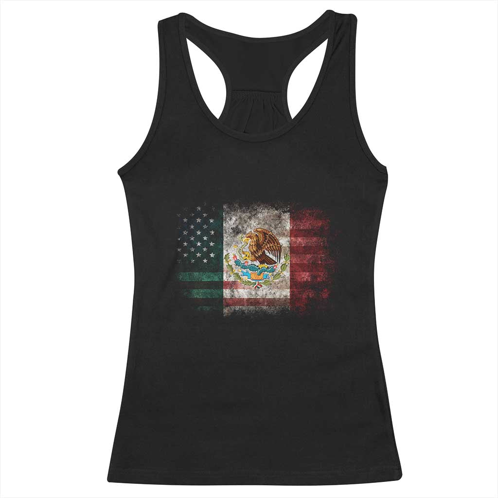 Vintage Mexican Flag Racerback Tank Top Eagle Mexico Heritage Mexican Roots - Wonder Print Shop