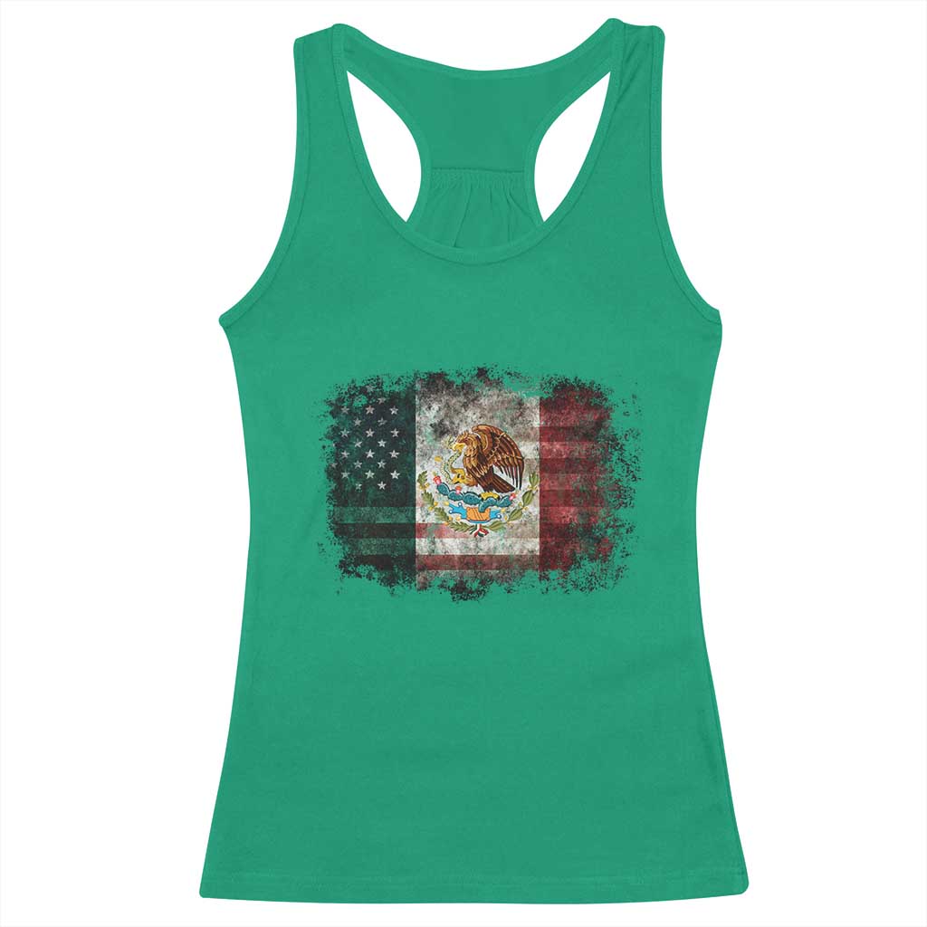 Vintage Mexican Flag Racerback Tank Top Eagle Mexico Heritage Mexican Roots - Wonder Print Shop