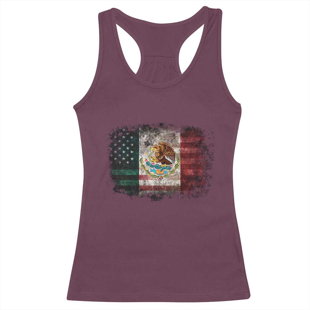 Vintage Mexican Flag Racerback Tank Top Eagle Mexico Heritage Mexican Roots - Wonder Print Shop