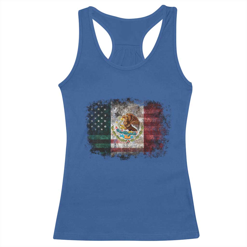 Vintage Mexican Flag Racerback Tank Top Eagle Mexico Heritage Mexican Roots - Wonder Print Shop