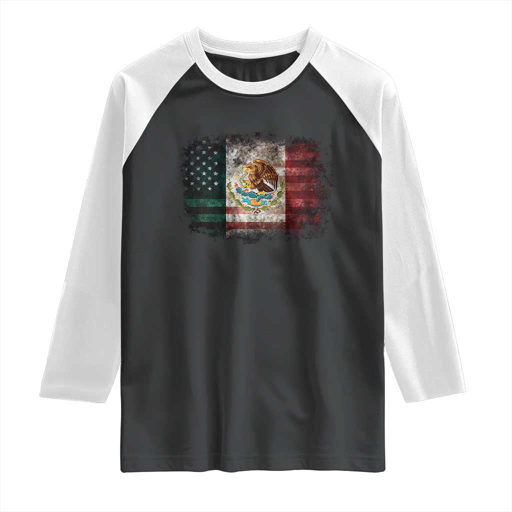 Vintage Mexican Flag Raglan Shirt Eagle Mexico Heritage Mexican Roots - Wonder Print Shop