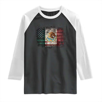 Vintage Mexican Flag Raglan Shirt Eagle Mexico Heritage Mexican Roots - Wonder Print Shop