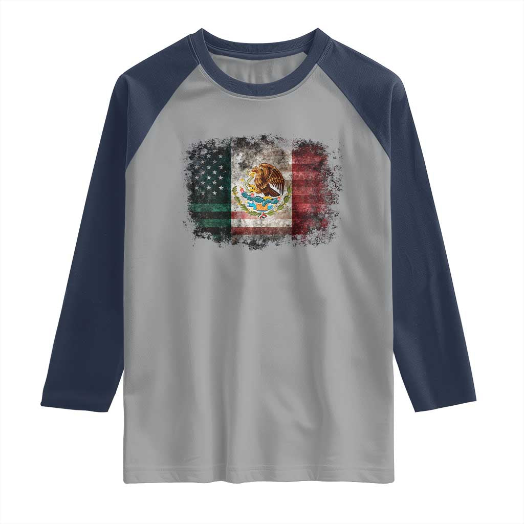 Vintage Mexican Flag Raglan Shirt Eagle Mexico Heritage Mexican Roots - Wonder Print Shop