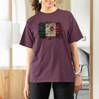Vintage Mexican Flag T Shirt For Women Eagle Mexico Heritage Mexican Roots - Wonder Print Shop